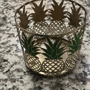 Pineapple Design Gold and Green Candle Holder